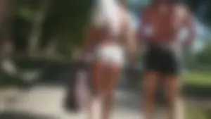 Girl with a nice ass in wet white bikini bottom