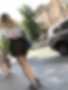 Girl in Skinny Legs and Sandals Street Candid Gallery