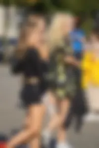 Beautiful teen in tight black spandex shorts
