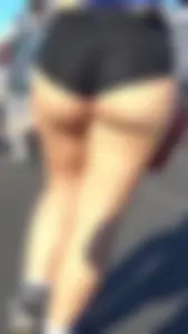 Chubby Ass in Spandex Mini Shorts on the Street Closeup Creepshots