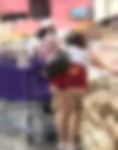 Latina with big booty in red shorts doesn't care about Rona