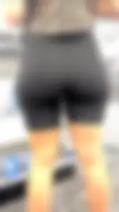 Curvy Foreign PAWG blck spandex shorts