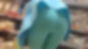 Girl in Tights Bending Over at the Supermarket - Closeup Creepshot