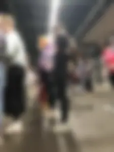 Teen Girl in Tights And Sneakers Standing on the Train Platform VPL Photos