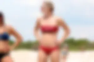 Lifeguard tournament girls on the beach