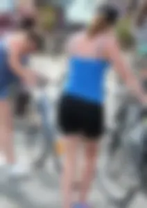 Cute teen bike rider in spandex shorts with a nice ass and vpl