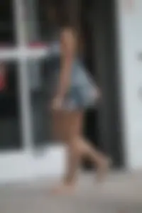 Thick girl in romper shorts going into TJ Maxx gives a cheek peak