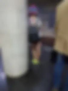 Cute JB Teen with Thin Legs Standing in Subway