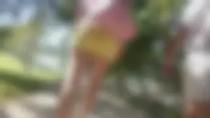 Milf in yellow shorts with vpl and a wedgie