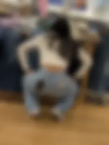 Slim mexican latina squatting and working (oc)