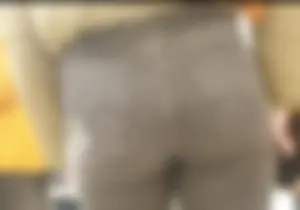 Hot girl with a worked out ass in tight grey jeans