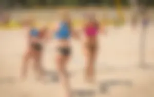Beach volleyball babes in bikinis