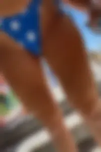 Blonde Barbie Pawg in American flag bikini