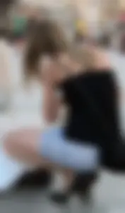 2 pretty blonde friends out in shorts