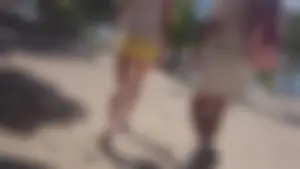 Milf in yellow shorts with vpl and a wedgie