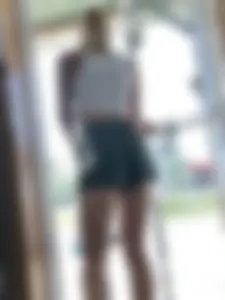 Brunette College Babe Tight Booty Sweatshorts VPL