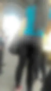 Hot Ass and Legs in Black Tights on the Railway Station Closeup Creepshot