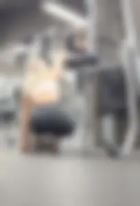 Grey pants blonde girl gym ass