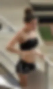Tube top teen in shorts