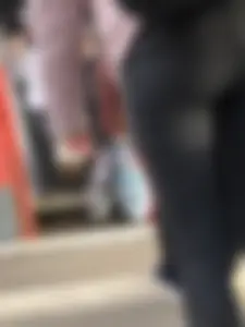 Skinny Candid Teen in Tight Black Jeans on a Train Station Gallery