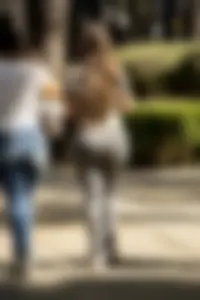 Big Chubby Booty in Grey Tights on the Street Creepshots Collection