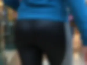 Blonde at the mall in leggings with a nice ass