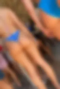 Blonde Barbie Pawg in American flag bikini