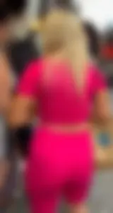 I’ve never seen a VPL like this - Pink Spandex Shorts