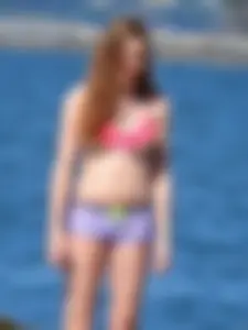Beauty at the beach in booty short bikini