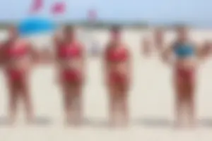 Lifeguard tournament girls on the beach
