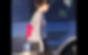 Skinny teen in leggings with vpl in the parking lot