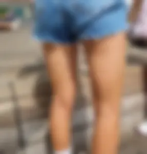 A Busty Girl in Denim Mini Shorts Street Sneaky Photos