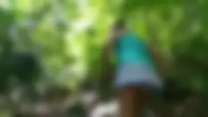 Latina girlfriend hiking in skorts with reverse camel toe