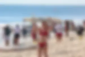 Lifeguard tournament girls on the beach