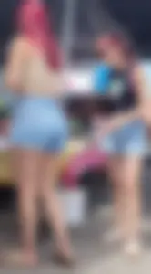 Lil cheeky latina in short shorts and sister with pokies!