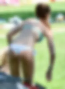 Swimsuit teens in the park