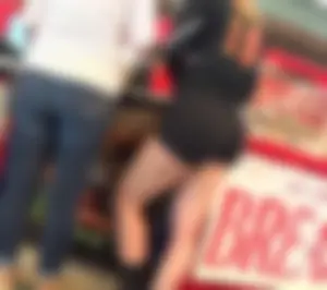 Blonde volleyball girl in spandex shorts with big booty