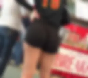 Blonde volleyball girl in spandex shorts with big booty