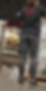 Slim clerk in tight grey jeans