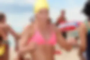 Lifeguard tournament girls on the beach