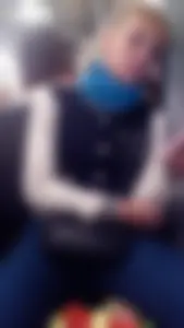 Cute Girl in Jeans Sitting with Spread Legs in Public Train Busted the Photographer