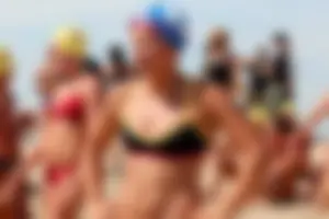 Lifeguard tournament girls on the beach