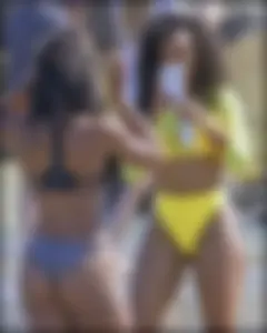 2 amazing candid black girls at the beach in thong bikinis with perfect asses