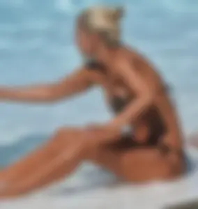 Classy blonde bikini milf lounging at the pool with her sister [088]
