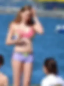Beauty at the beach in booty short bikini