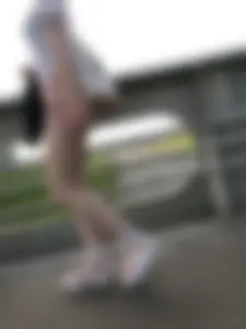 Cute Teen in Mini Shorts Walking on the Bridge Street Candid