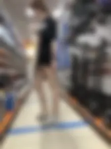 Tall Skinny Girl in Shorts and Sneakers With Long Thin Legs at a Store Creepshots Collection