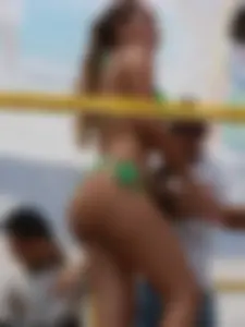 Latina party chicks with incredible bodies and asses in green bikinis