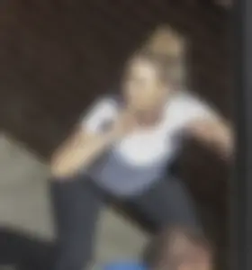Blonde with see through leggings and no panties exercising in public in London
