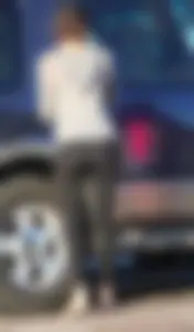 Skinny teen in leggings with vpl in the parking lot